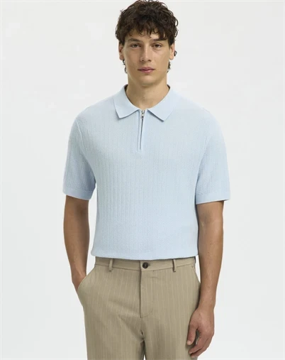 Selected - SLHCran Strik Structure Zip Polo - Skyway